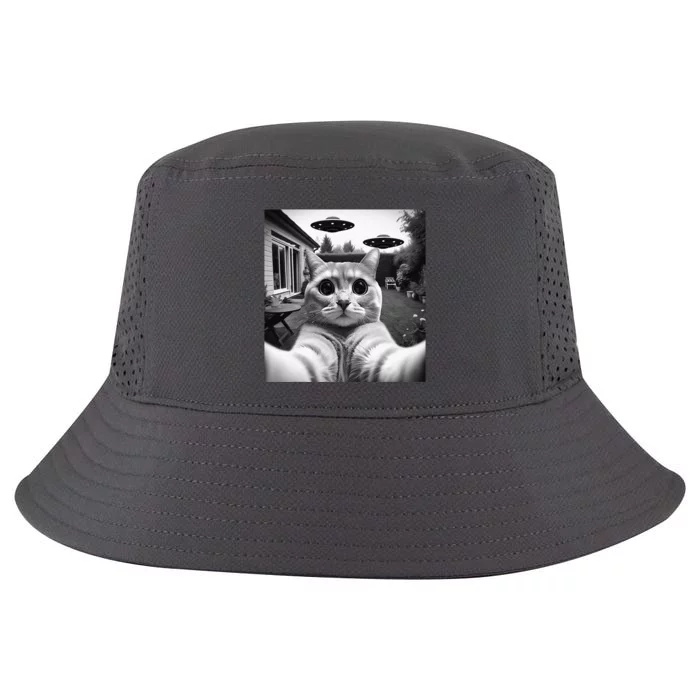 Funny Cat Selfie With Ufos Cat Mom Cat Dad Funny Cat Lover Cool Comfort Performance Bucket Hat