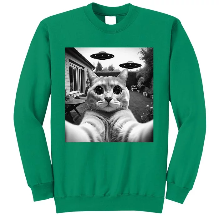 Funny Cat Selfie With Ufos Cat Mom Cat Dad Funny Cat Lover Sweatshirt