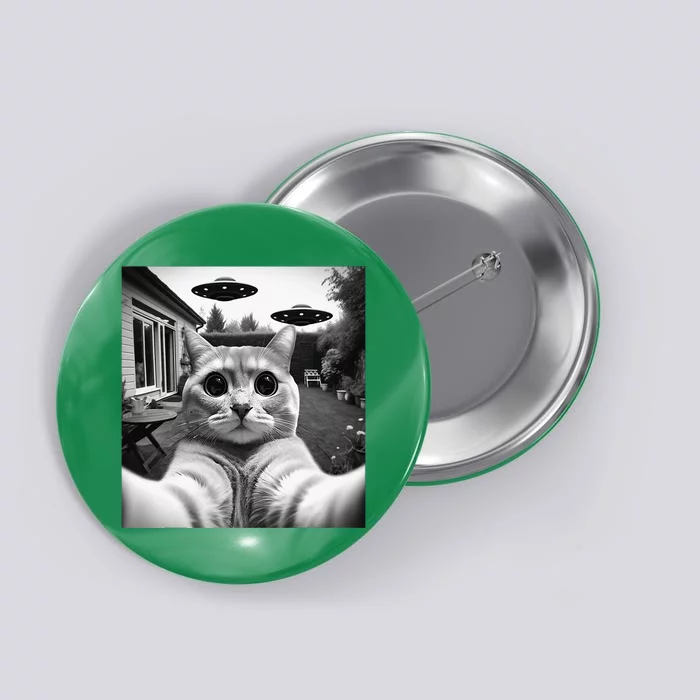 Funny Cat Selfie With Ufos Cat Mom Cat Dad Funny Cat Lover Button