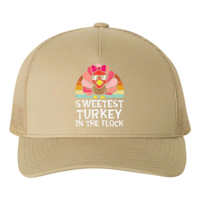 Funny Cute Sweetest Turkey In The Flock Toddler Girl Thanksgiving Yupoong Adult 5-Panel Trucker Hat