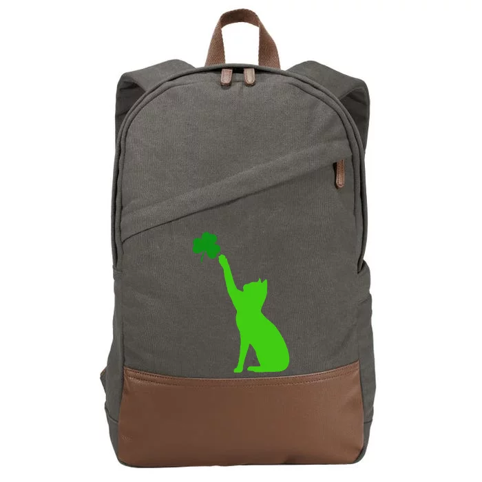 funny Cat Shamrock Saint Patrick's Day Cotton Canvas Backpack