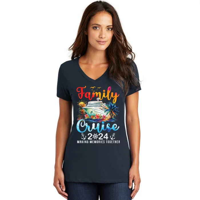 Family Cruise Ship Vacation Trip 2024 Family Cruise Matching Women's V-Neck T-Shirt