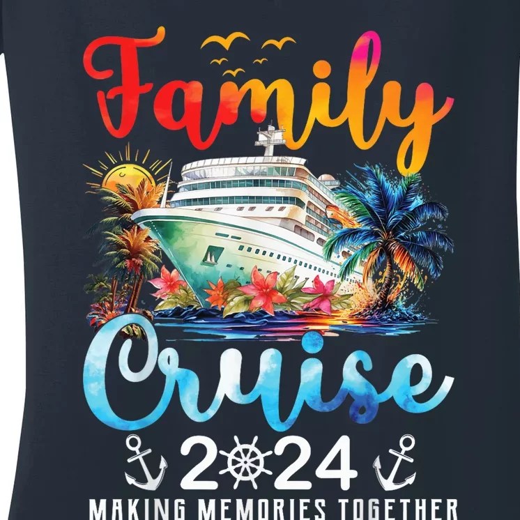 Family Cruise Ship Vacation Trip 2024 Family Cruise Matching Women's V-Neck T-Shirt