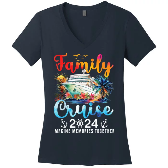 Family Cruise Ship Vacation Trip 2024 Family Cruise Matching Women's V-Neck T-Shirt