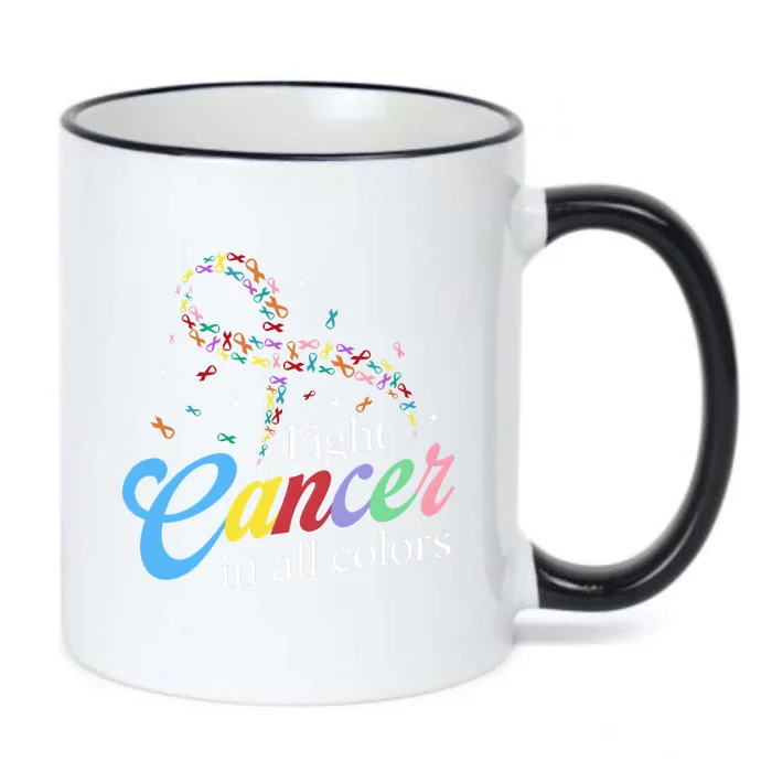 Fight Cancer Survivor Multicolored Ribbon Black Color Changing Mug