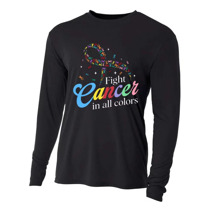 Fight Cancer Survivor Multicolored Ribbon Cooling Performance Long Sleeve Crew