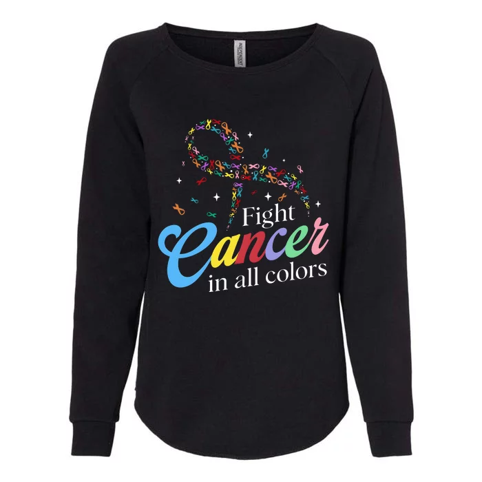 Fight Cancer Survivor Multicolored Ribbon Womens California Wash Sweatshirt