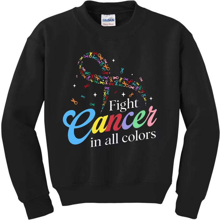 Fight Cancer Survivor Multicolored Ribbon Kids Sweatshirt