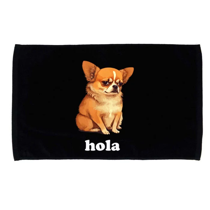 Funny Chihuahua speaks Spanish – Hi (Hola) Microfiber Hand Towel