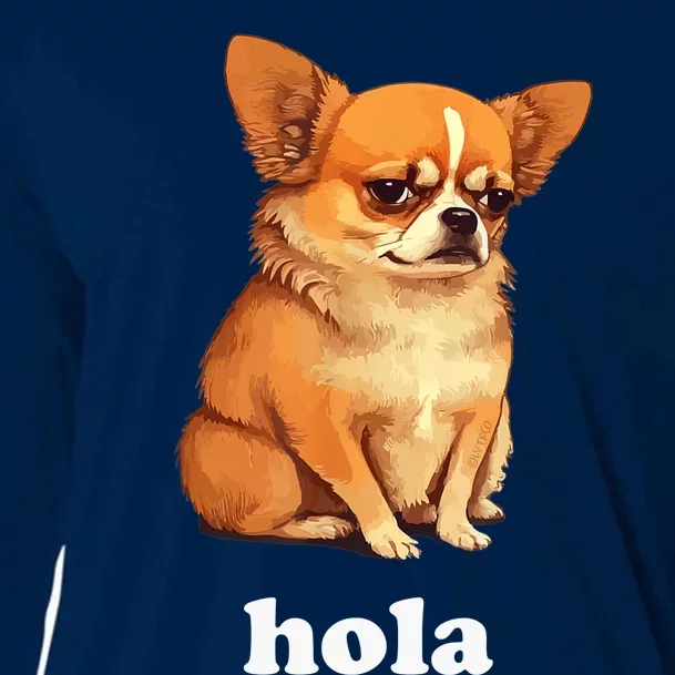 Funny Chihuahua speaks Spanish – Hi (Hola) Cooling Performance Long Sleeve Crew