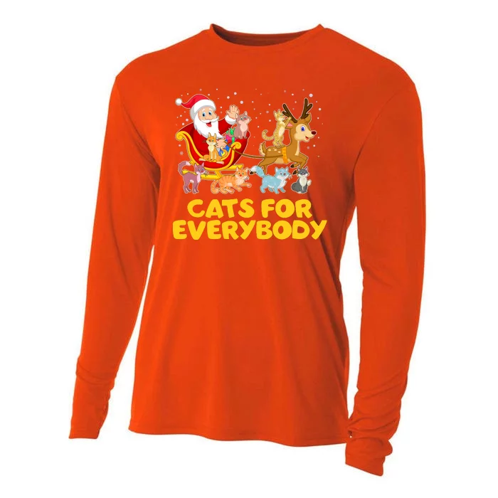 Funny Christmas Santa Claus Cats For Everybody Cooling Performance Long Sleeve Crew