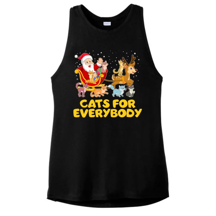 Funny Christmas Santa Claus Cats For Everybody Ladies Tri-Blend Wicking Tank