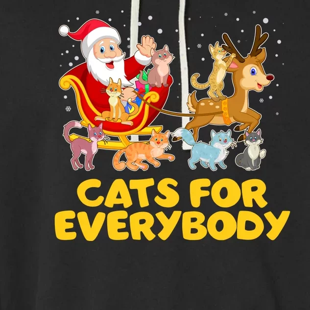 Funny Christmas Santa Claus Cats For Everybody Garment-Dyed Fleece Hoodie