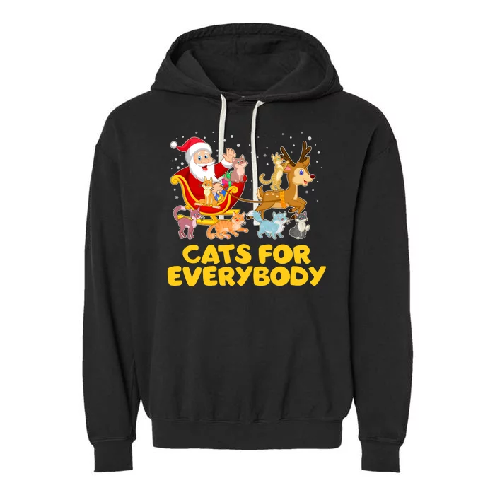 Funny Christmas Santa Claus Cats For Everybody Garment-Dyed Fleece Hoodie