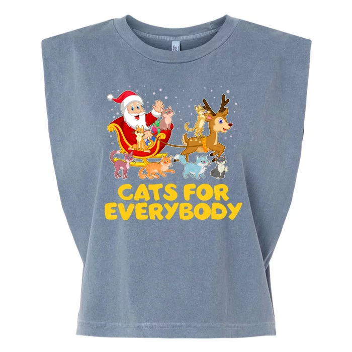 Funny Christmas Santa Claus Cats For Everybody Garment-Dyed Women's Muscle Tee