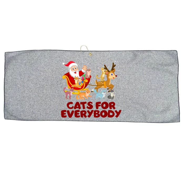 Funny Christmas Santa Claus Cats For Everybody Large Microfiber Waffle Golf Towel