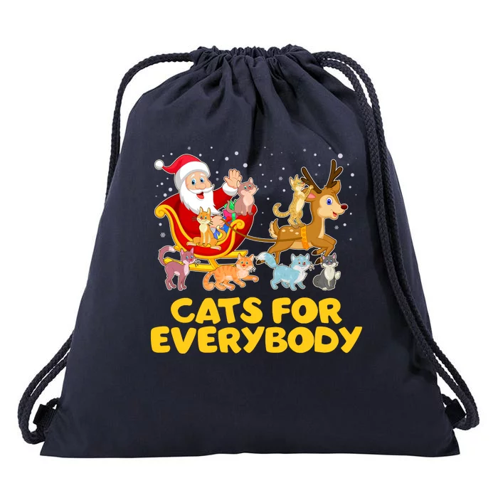 Funny Christmas Santa Claus Cats For Everybody Drawstring Bag