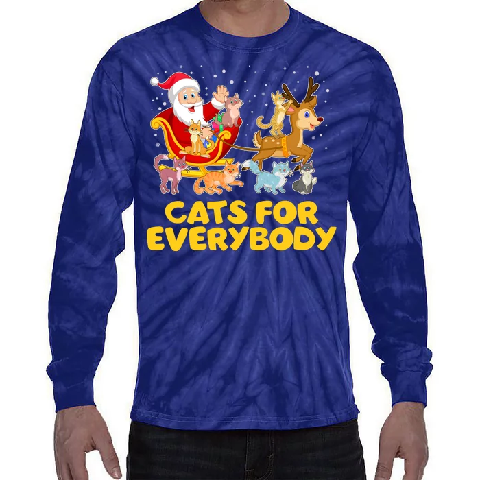 Funny Christmas Santa Claus Cats For Everybody Tie-Dye Long Sleeve Shirt