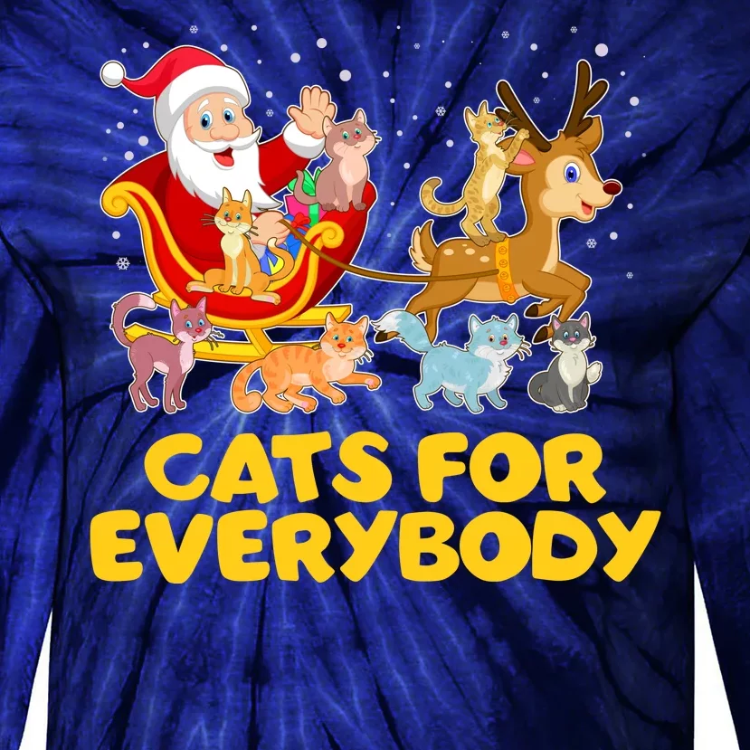 Funny Christmas Santa Claus Cats For Everybody Tie-Dye Long Sleeve Shirt