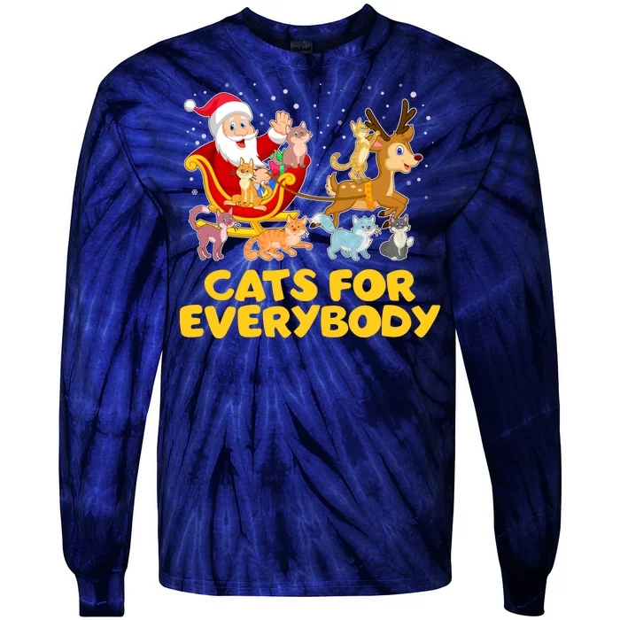 Funny Christmas Santa Claus Cats For Everybody Tie-Dye Long Sleeve Shirt