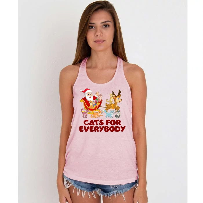 Funny Christmas Santa Claus Cats For Everybody Women's Knotted Racerback Tank