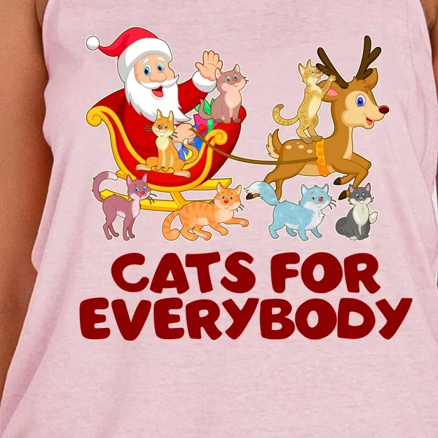 Funny Christmas Santa Claus Cats For Everybody Women's Knotted Racerback Tank