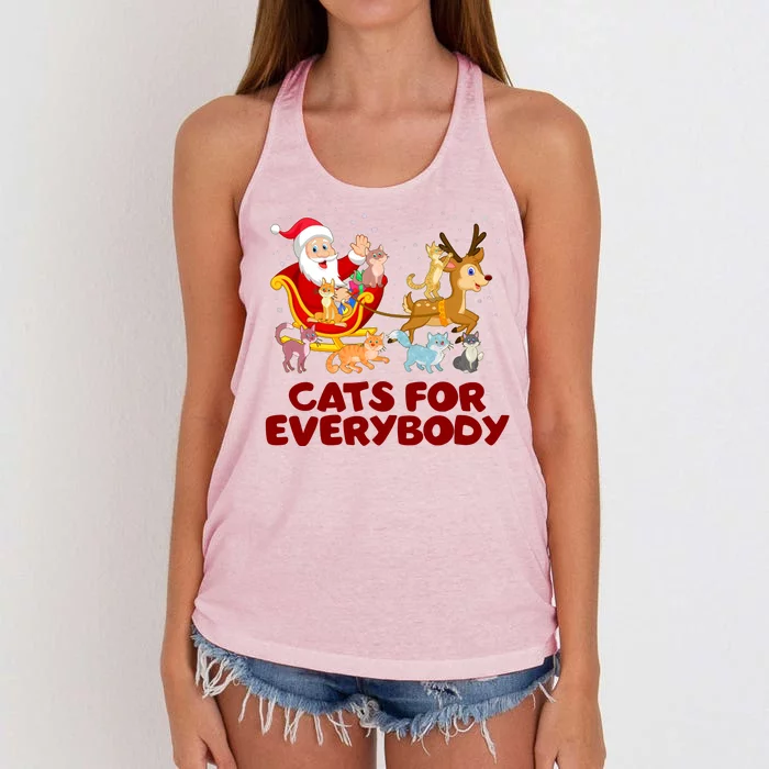 Funny Christmas Santa Claus Cats For Everybody Women's Knotted Racerback Tank