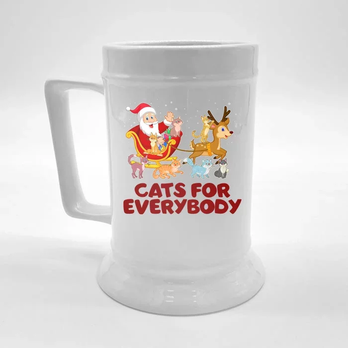 Funny Christmas Santa Claus Cats For Everybody Front & Back Beer Stein