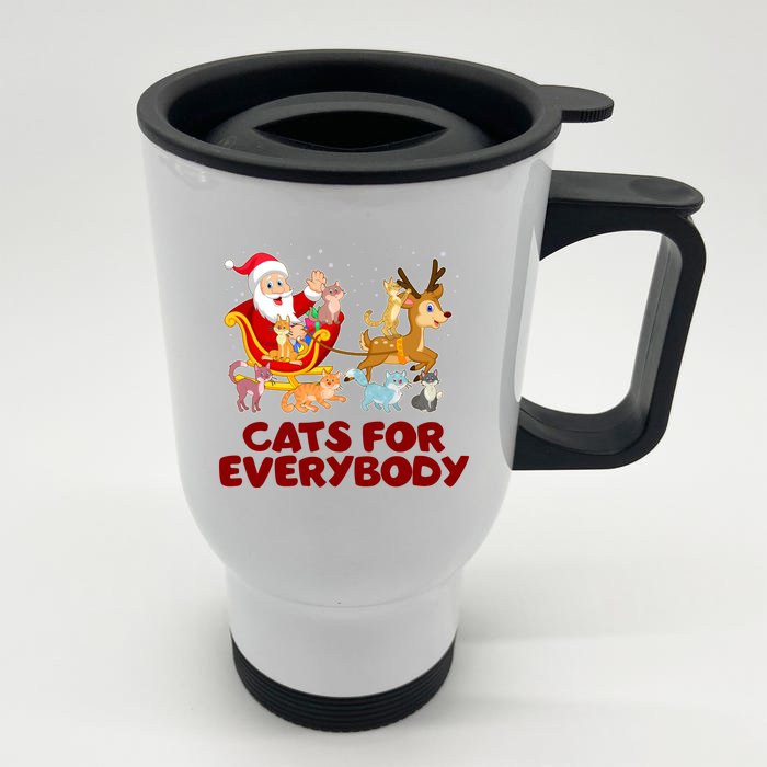 Funny Christmas Santa Claus Cats For Everybody Front & Back Stainless Steel Travel Mug