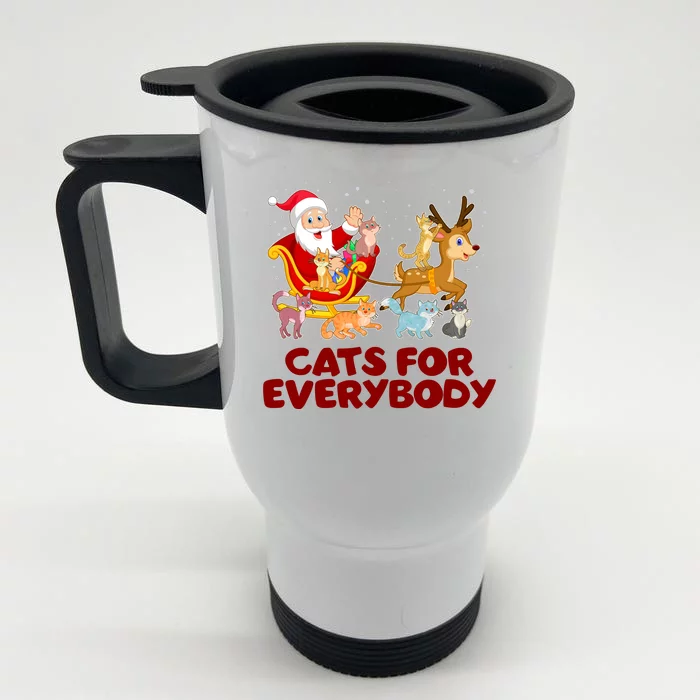 Funny Christmas Santa Claus Cats For Everybody Front & Back Stainless Steel Travel Mug