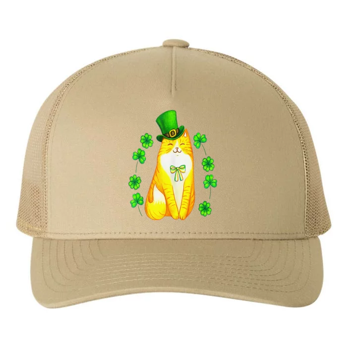 Funny Cat St Patrick's Day Green Saint Patty Womens Yupoong Adult 5-Panel Trucker Hat