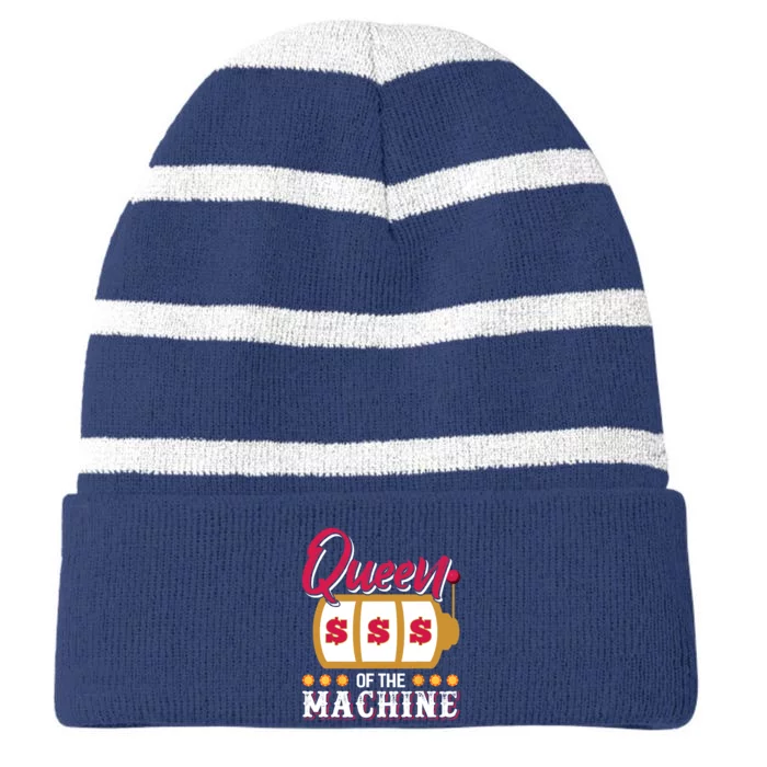 Funny Casino Slot Machine Queen Gambling Slot Machine Striped Beanie with Solid Band