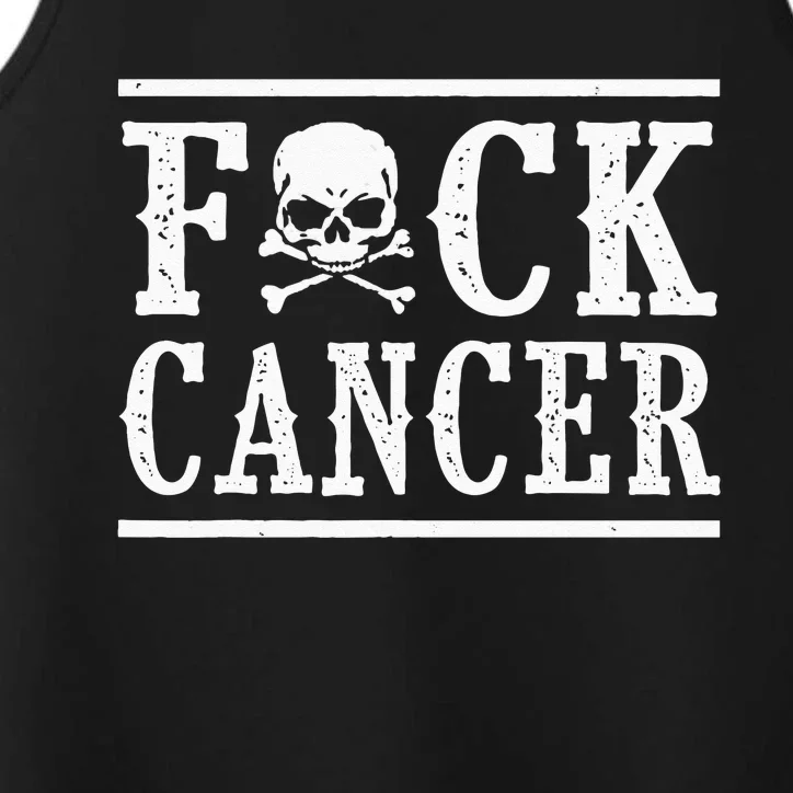 Fuck Cancer Skull And Crossbones Skeleton Breast Cancer Performance Tank