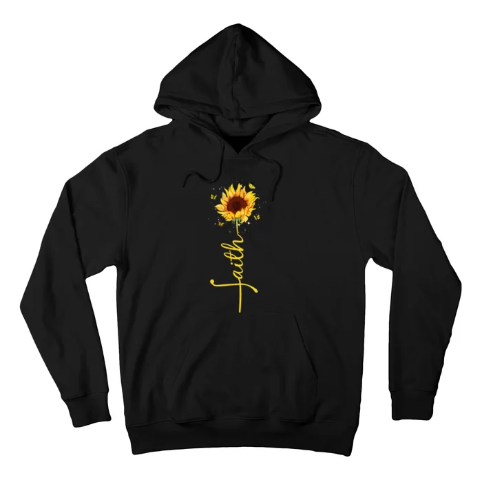 Faith Cross Sunflower Butterflies Flowers Christians Flora Hoodie