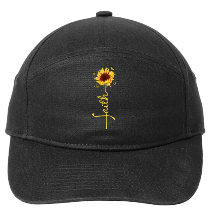 Faith Cross Sunflower Butterflies Flowers Christians Flora 7-Panel Snapback Hat