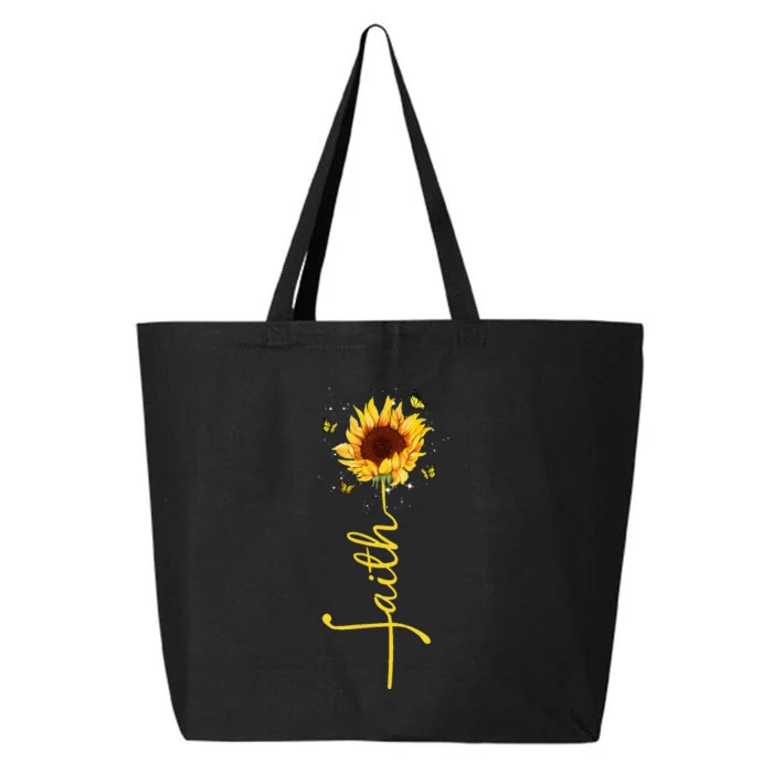 Faith Cross Sunflower Butterflies Flowers Christians Flora 25L Jumbo Tote