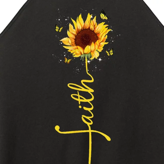 Faith Cross Sunflower Butterflies Flowers Christians Flora Women’s Perfect Tri Rocker Tank