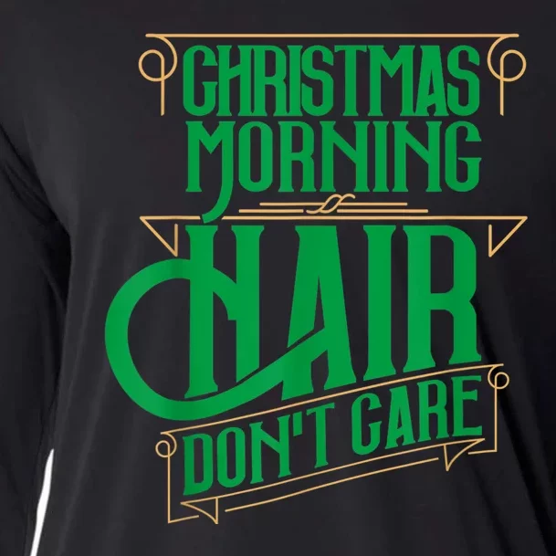 Funny Christmas Shirts Hair Dont Care Holiday Cooling Performance Long Sleeve Crew