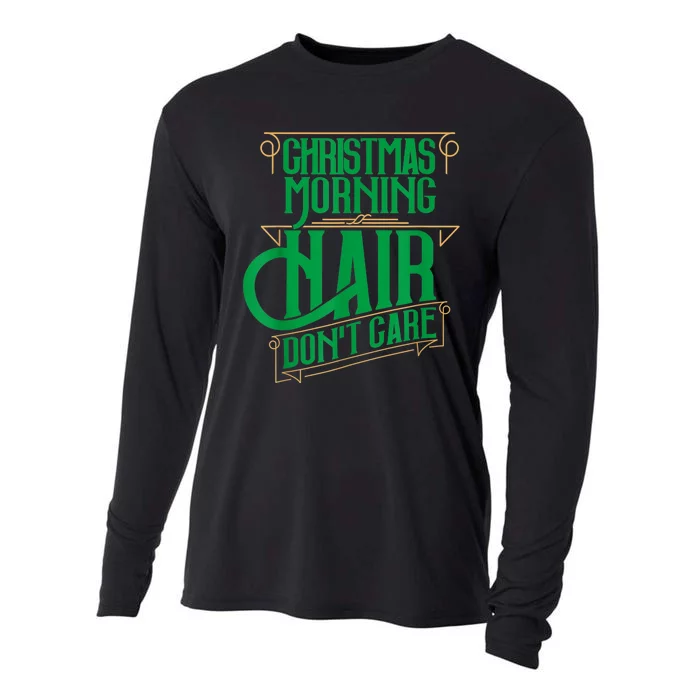 Funny Christmas Shirts Hair Dont Care Holiday Cooling Performance Long Sleeve Crew