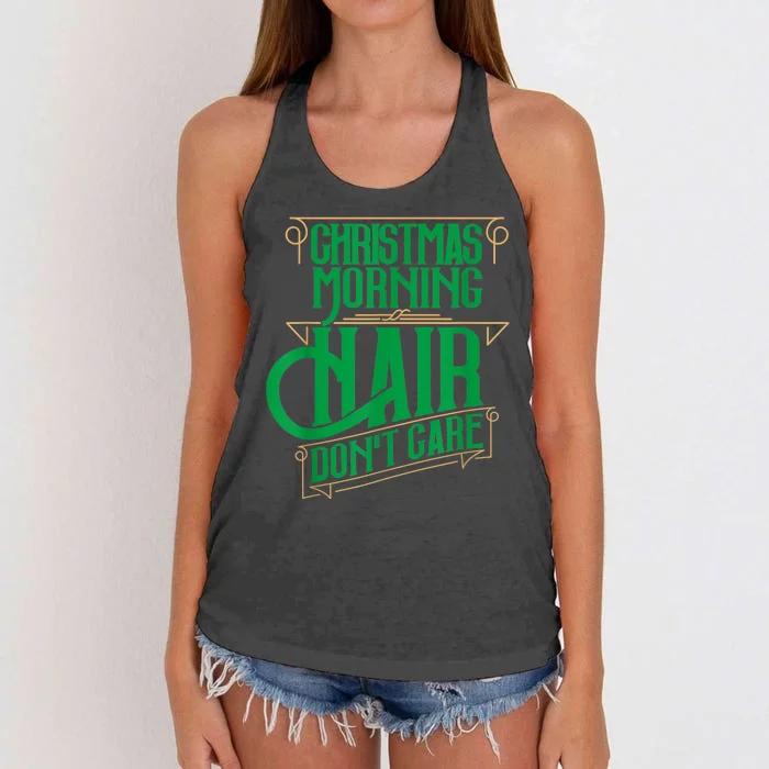 Funny Christmas Shirts Hair Dont Care Holiday Women's Knotted Racerback Tank