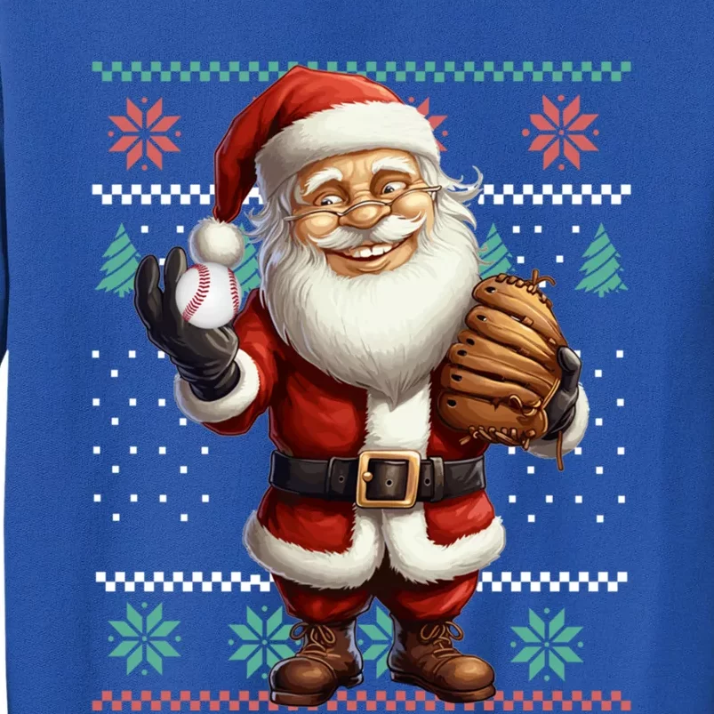 Funny Christmas Santa Claus With Baseball Glove Great Gift Tall Sweatshirt