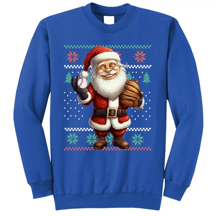 Funny Christmas Santa Claus With Baseball Glove Great Gift Tall Sweatshirt