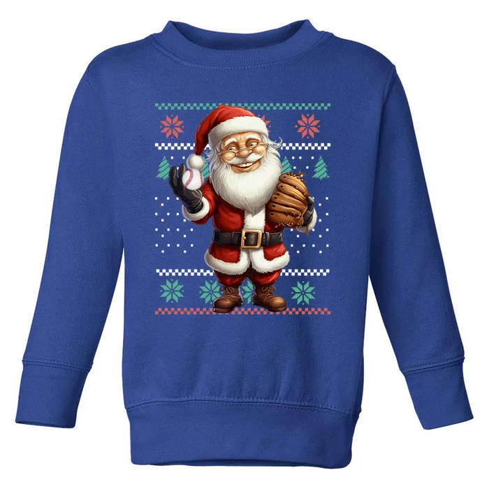 Funny Christmas Santa Claus With Baseball Glove Great Gift Toddler Sweatshirt