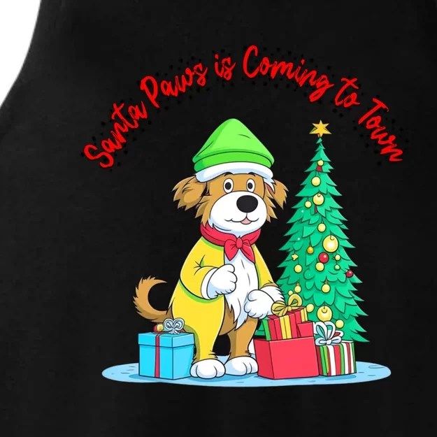 Funny Christmas Santa Paws Dog Lover Funny Gift Ladies Tri-Blend Wicking Tank