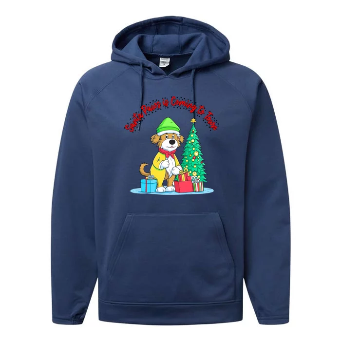 Funny Christmas Santa Paws Dog Lover Funny Gift Performance Fleece Hoodie