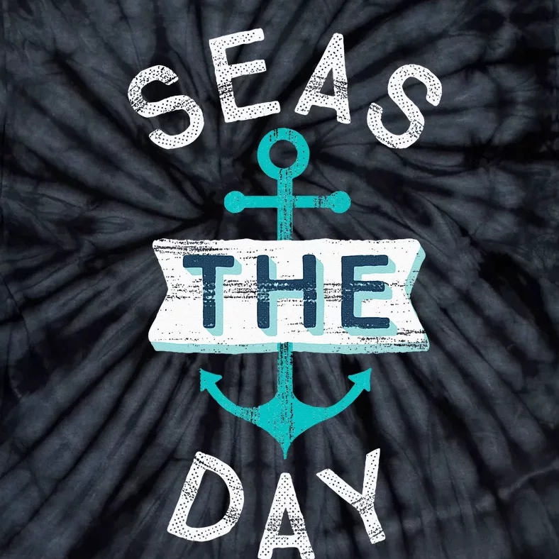 Funny Cruise Saying Seas Day Teal Nautical Anchor Gift Tie-Dye T-Shirt