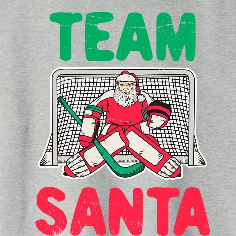 Funny Christmas Santa Ice Hockey Goaltender Goalie Gift Women's Crop Top Tee