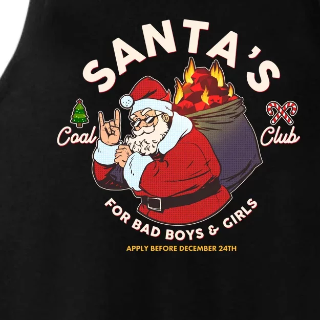 Funny Christmas Santa's Coal Club For Bad Boys And Girls Ladies Tri-Blend Wicking Tank