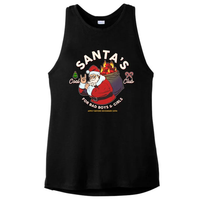 Funny Christmas Santa's Coal Club For Bad Boys And Girls Ladies Tri-Blend Wicking Tank