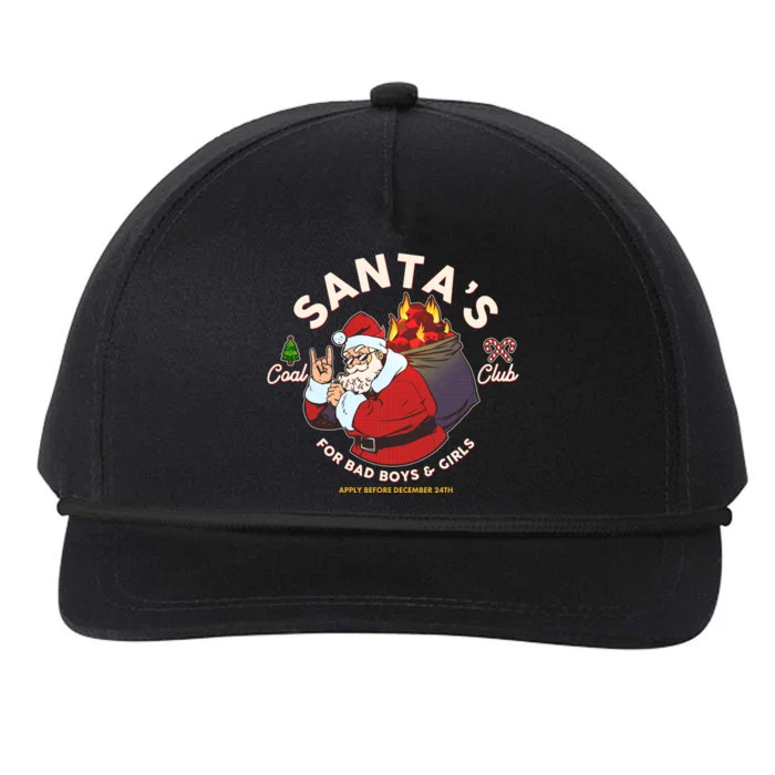 Funny Christmas Santa's Coal Club For Bad Boys And Girls Snapback Five-Panel Rope Hat